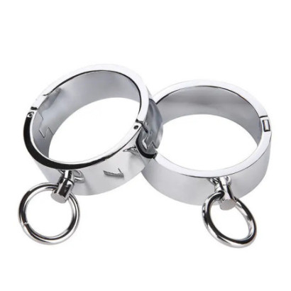 Male Stainless Steel Handcuffs Wrist Cuffs Shackles Restraint Bdsm Bondage With Bridge Hooks Adult Games Sex Toy For Men - Gags